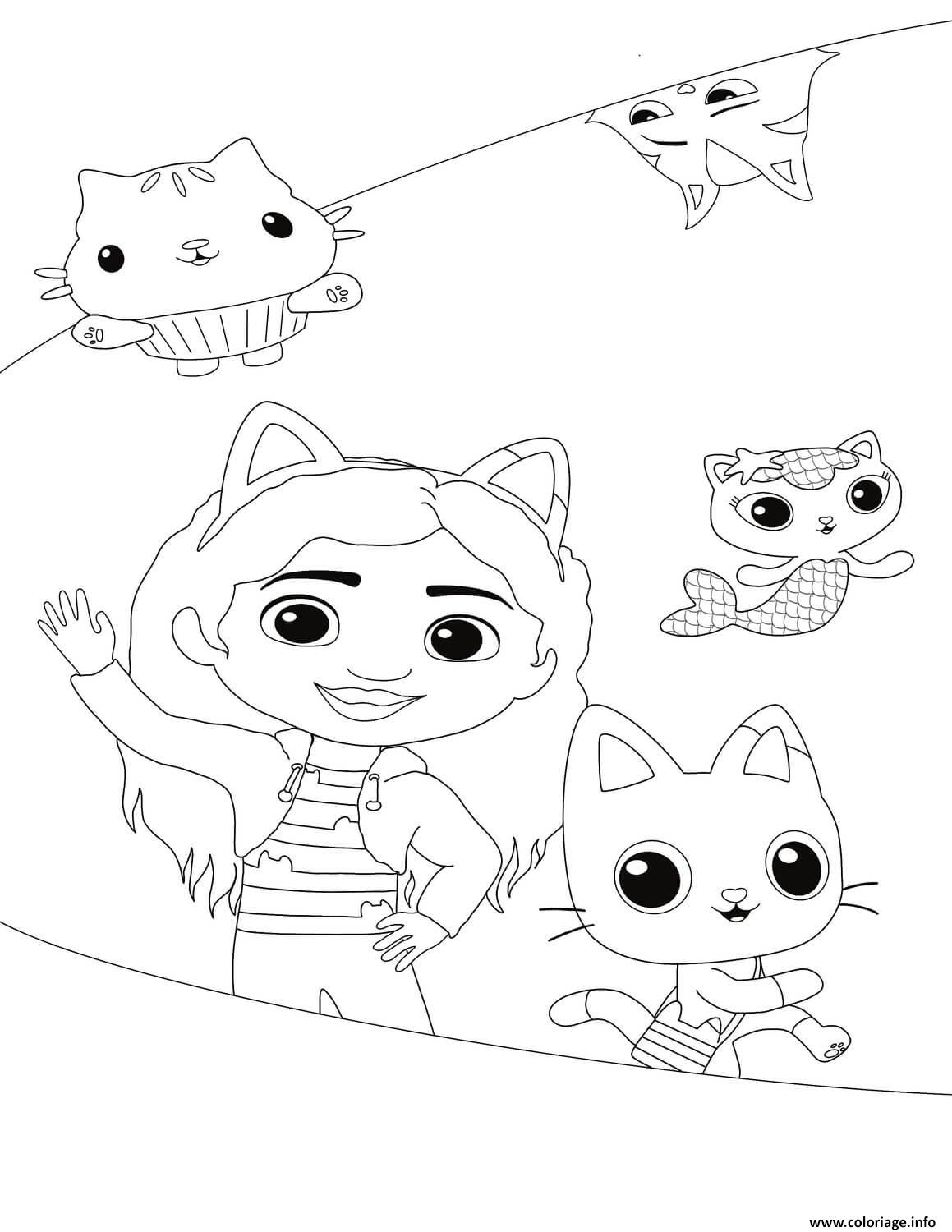 Coloriage Pillow Cat Gabbys Dollhouse Dessin Gabby Chat à imprimer