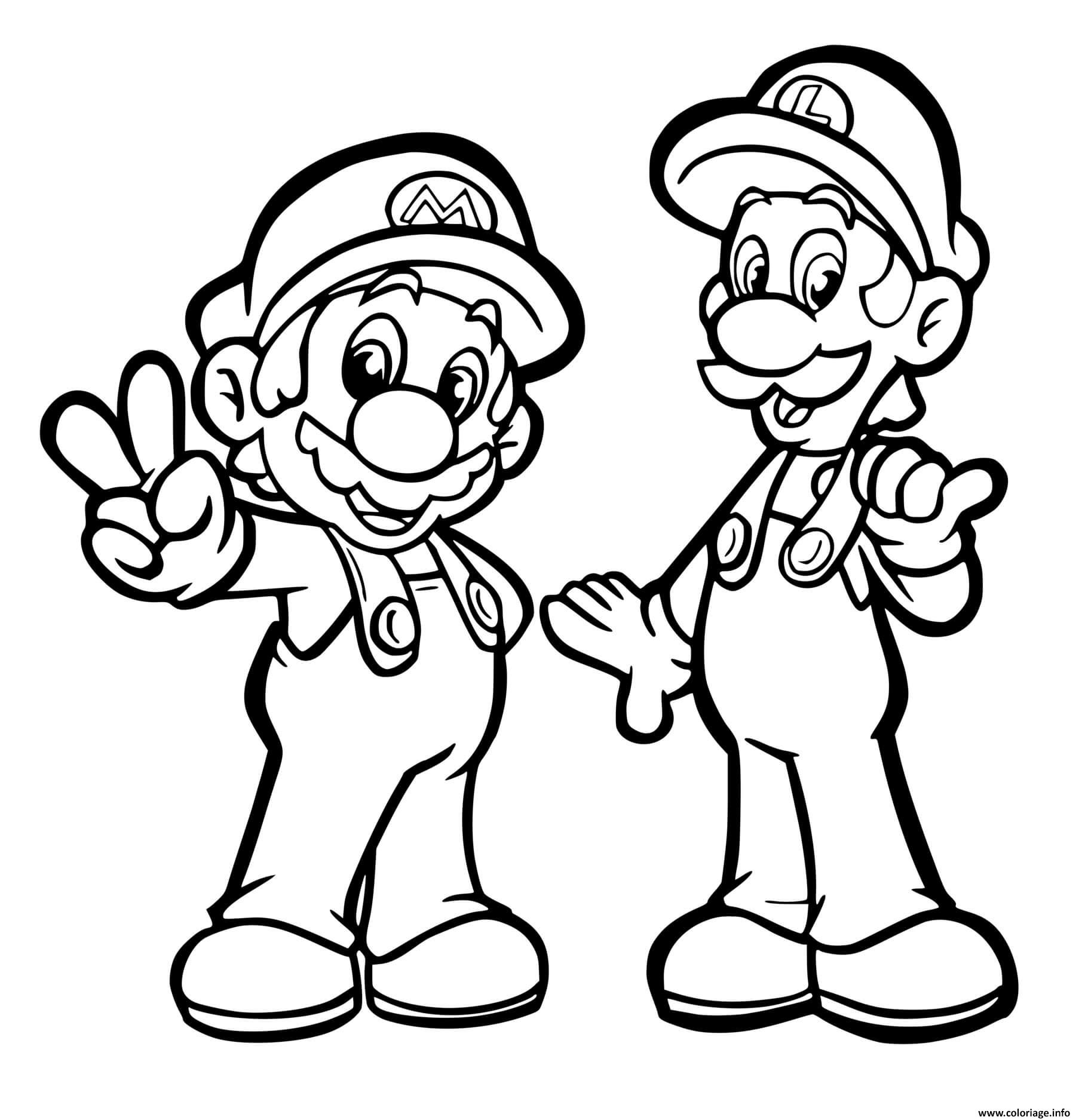 Coloriage Luigi Et Mario Les Supers Plombiers Dessin à Imprimer