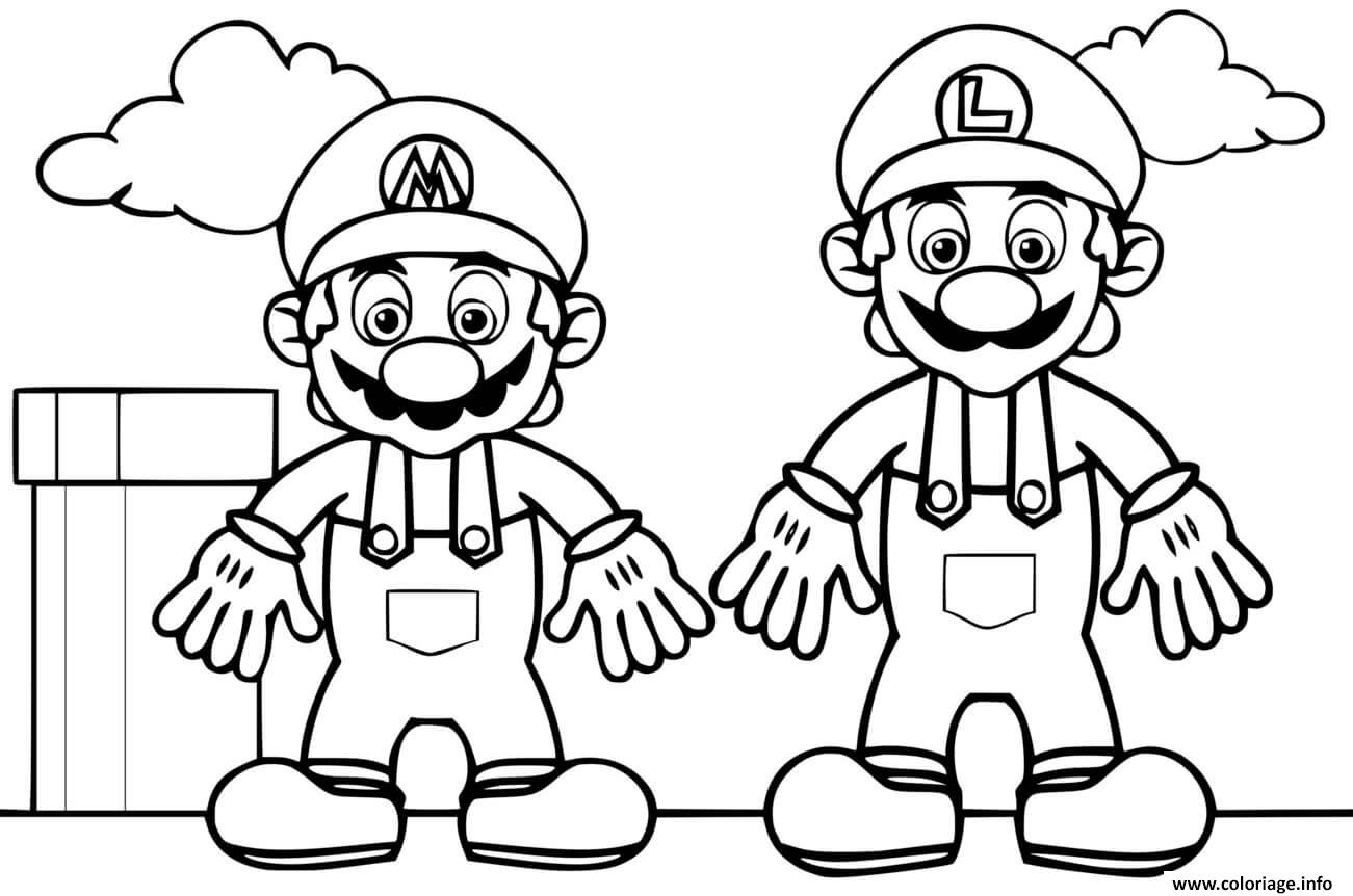 Coloriage Mario And Luigi Dessin à Imprimer