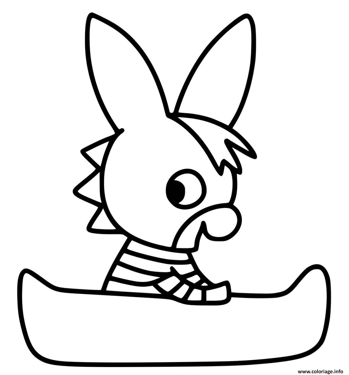 Dessin Trotro dans un canoe kayak sur un lac Coloriage Gratuit à Imprimer