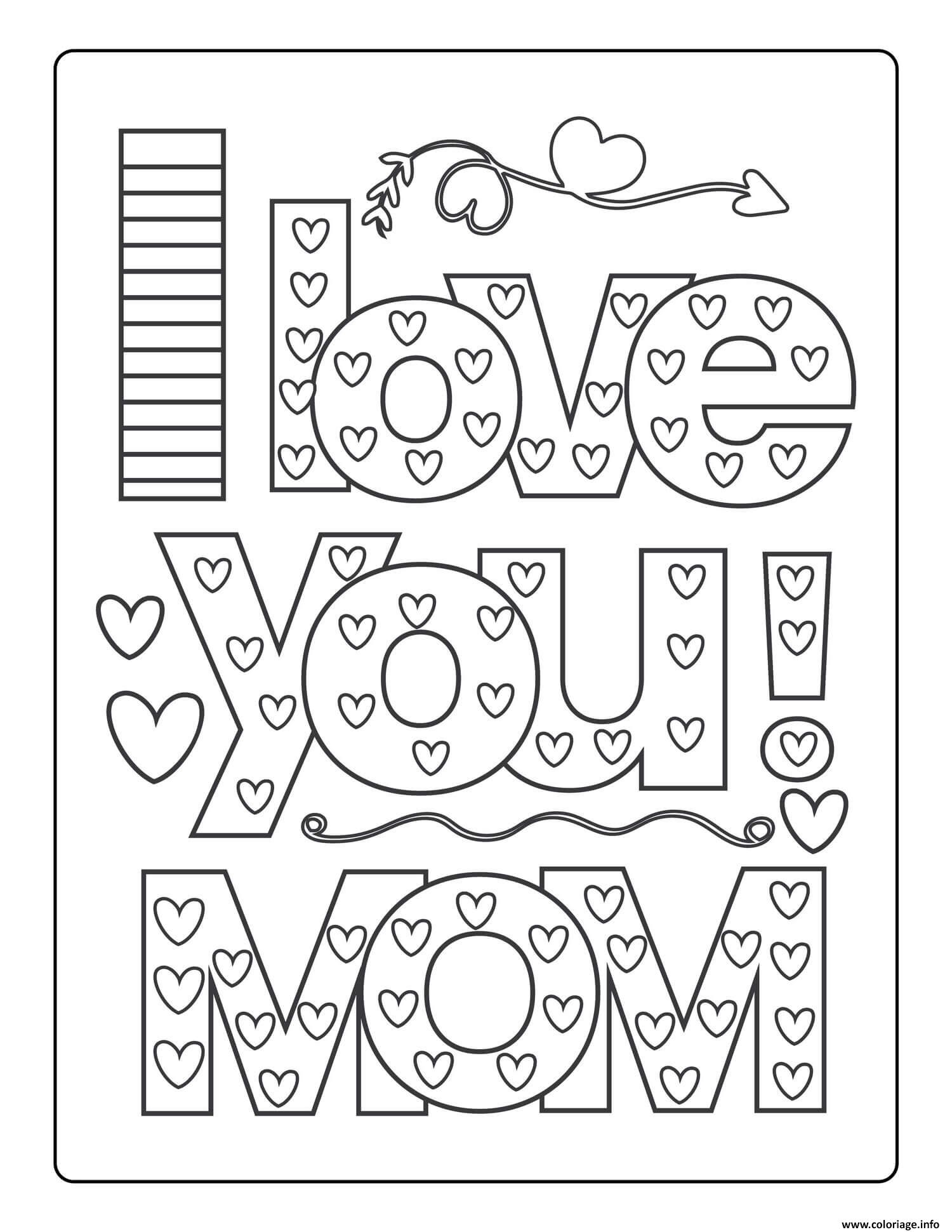 Dessin i love you mom Coloriage Gratuit à Imprimer