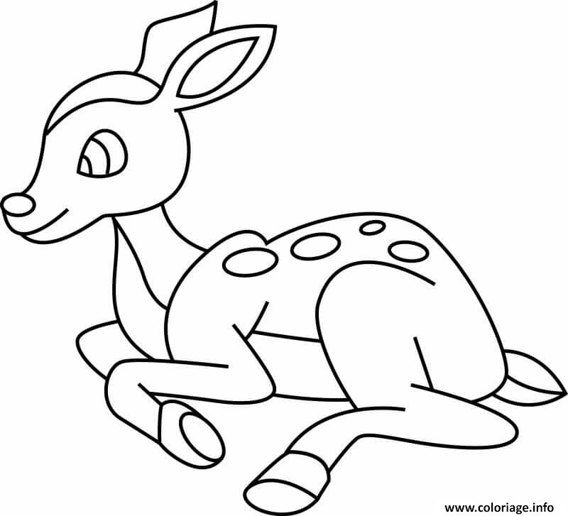 Dessin biche adorable facile Coloriage Gratuit à Imprimer