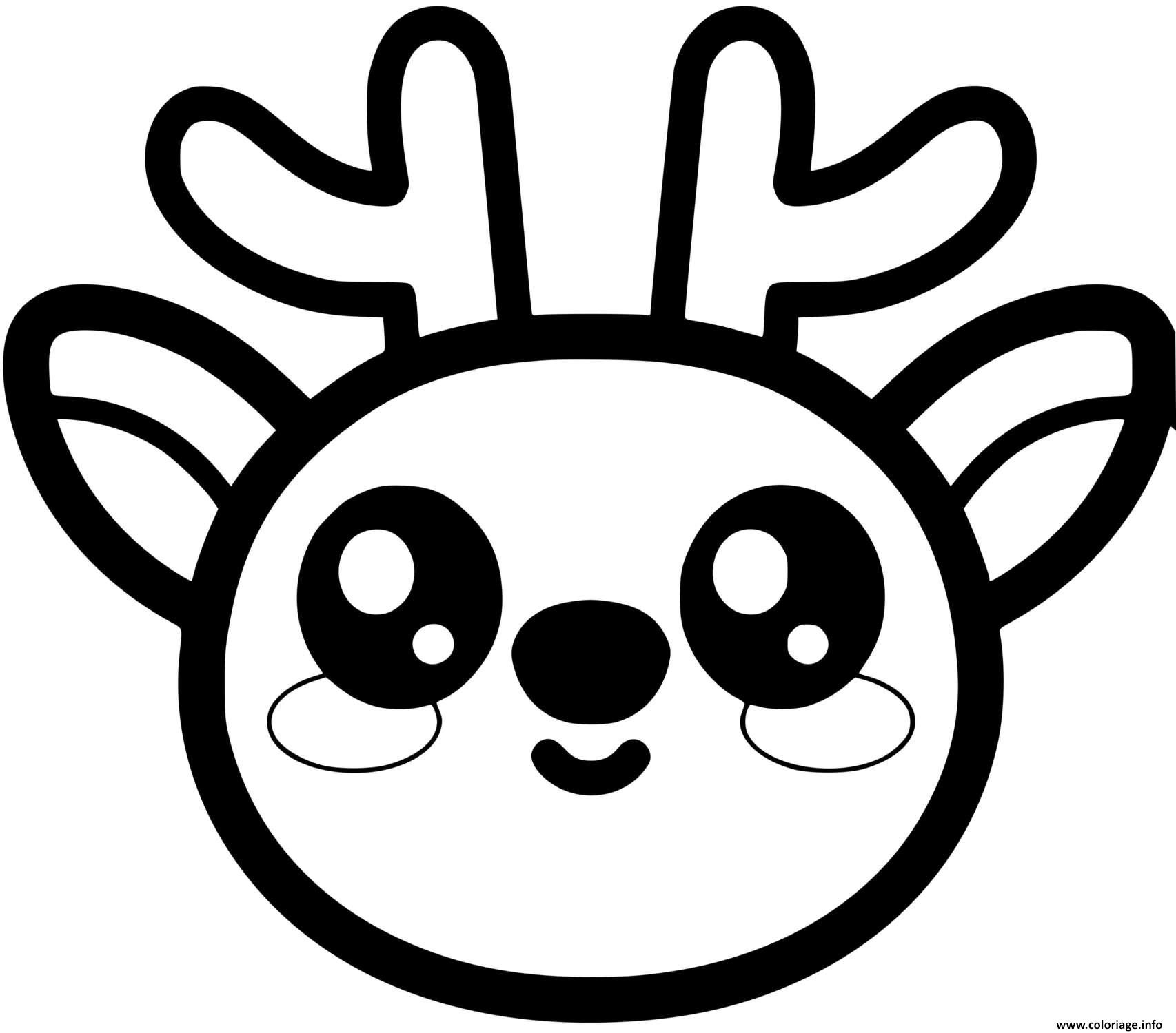 Dessin biche kawaii Coloriage Gratuit à Imprimer