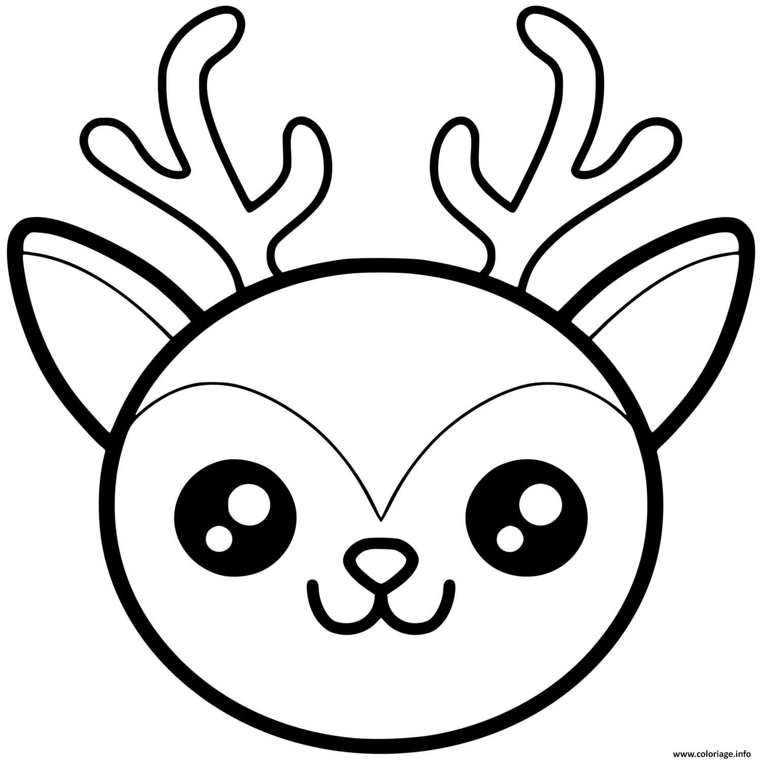 Dessin cerf kawaii Coloriage Gratuit à Imprimer