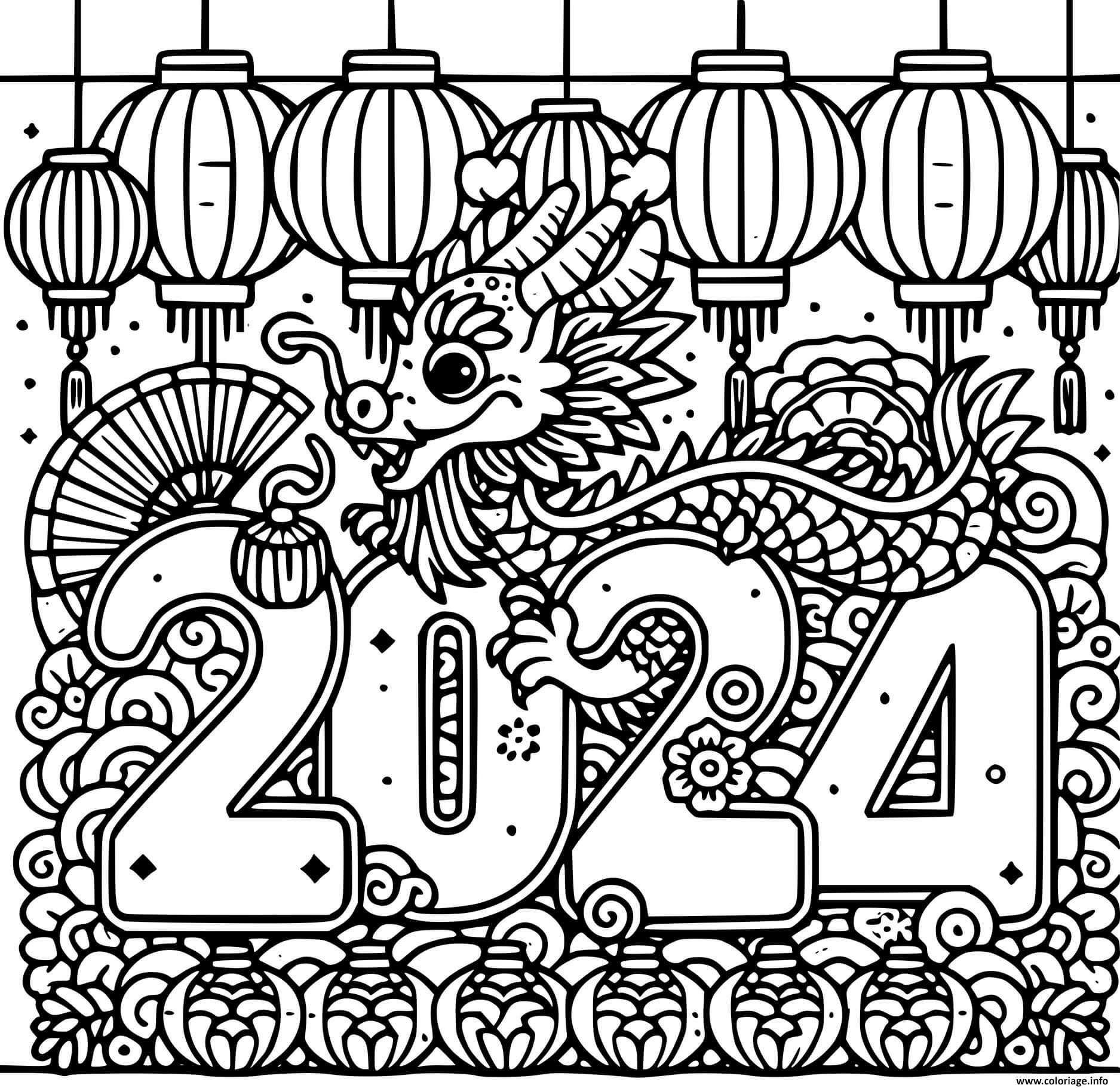 Dessin nouvel an chinois dragon enfants Coloriage Gratuit à Imprimer