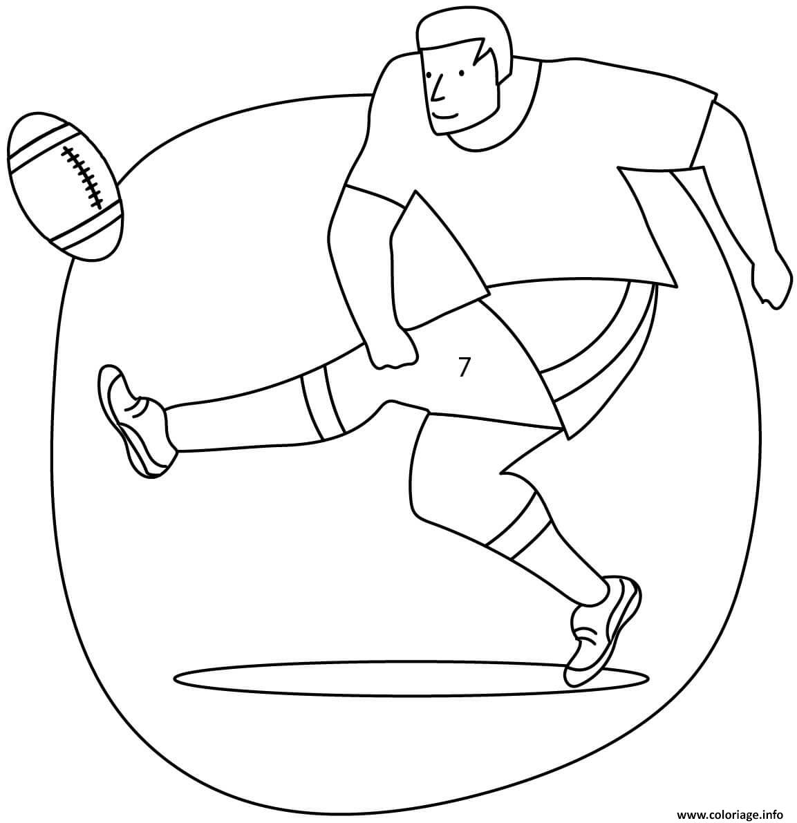 Dessin rugby joueur qui frappe le ballon Coloriage Gratuit à Imprimer