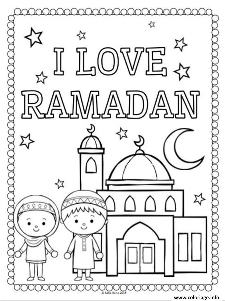 Dessin i love ramadan Coloriage Gratuit à Imprimer
