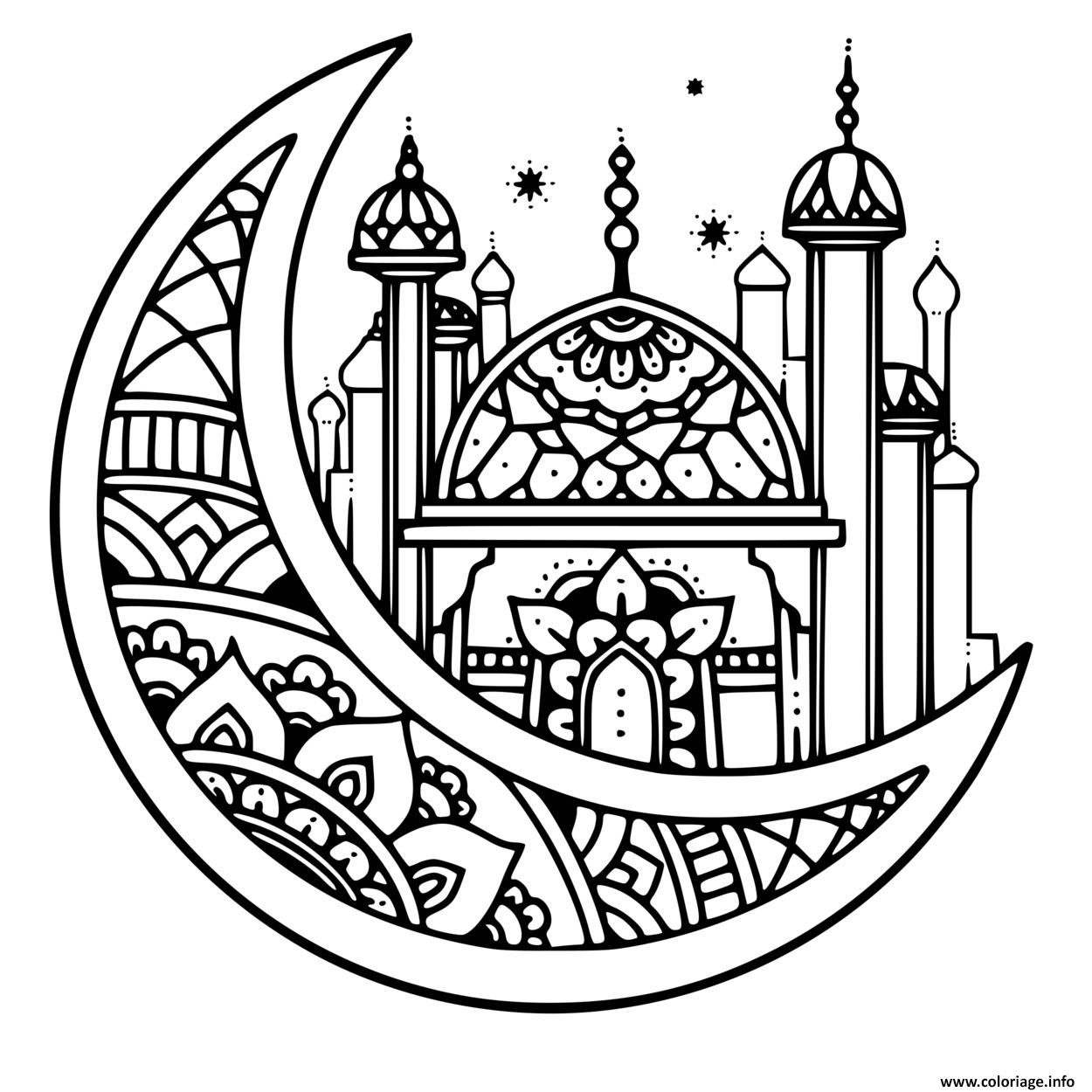 Dessin mandala ramadan adulte zentangle Coloriage Gratuit à Imprimer
