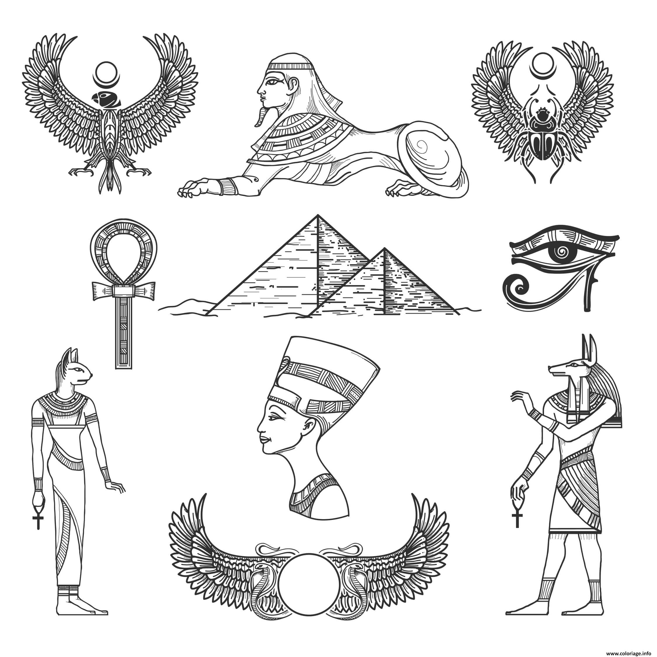 Dessin symboles egypte Coloriage Gratuit à Imprimer