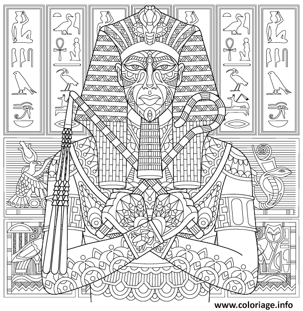 Dessin pharaon egyptien Coloriage Gratuit à Imprimer