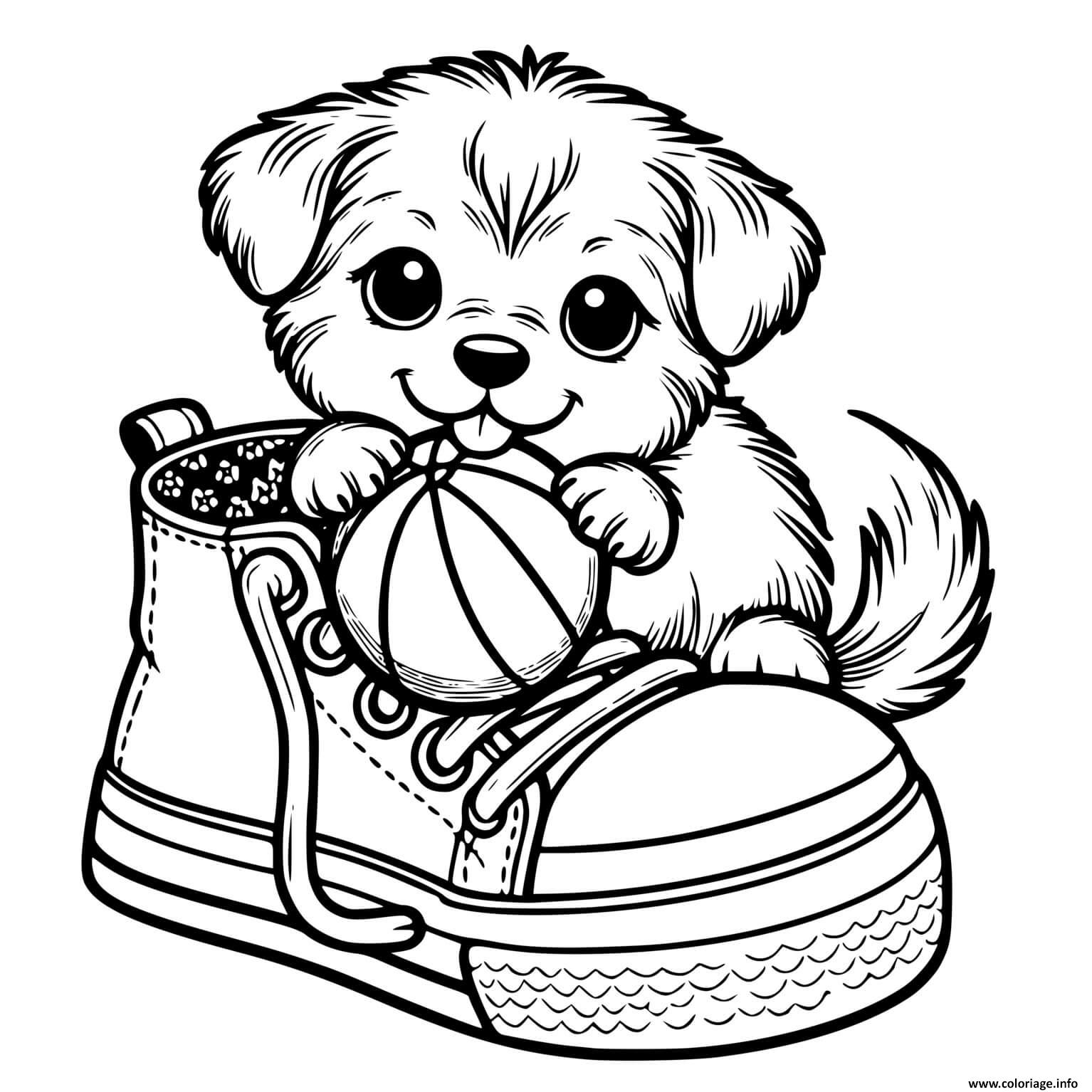 Dessin chien ballon de basket ball Coloriage Gratuit à Imprimer