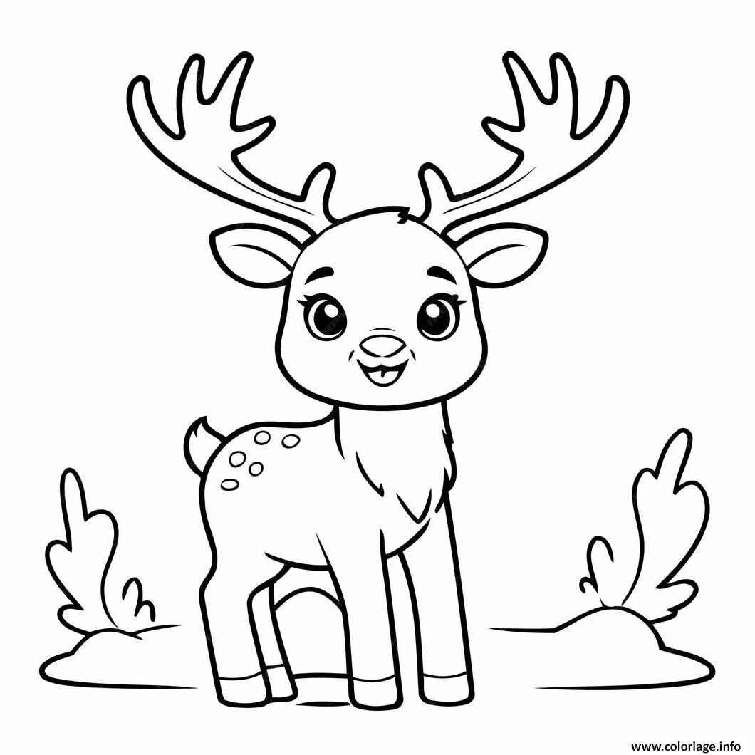 Dessin faon jeune cerf foret Coloriage Gratuit à Imprimer