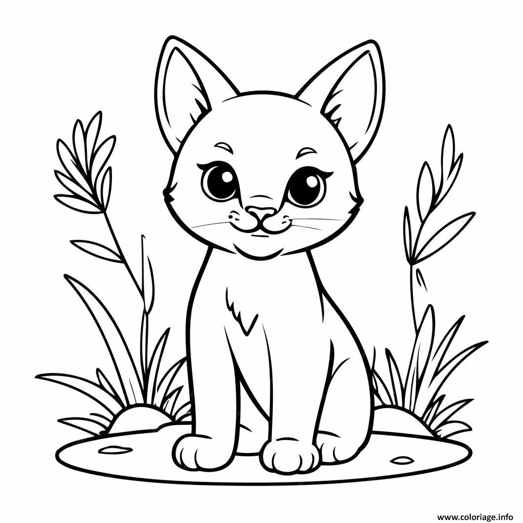 Dessin felin mignon curieux brousse Coloriage Gratuit à Imprimer