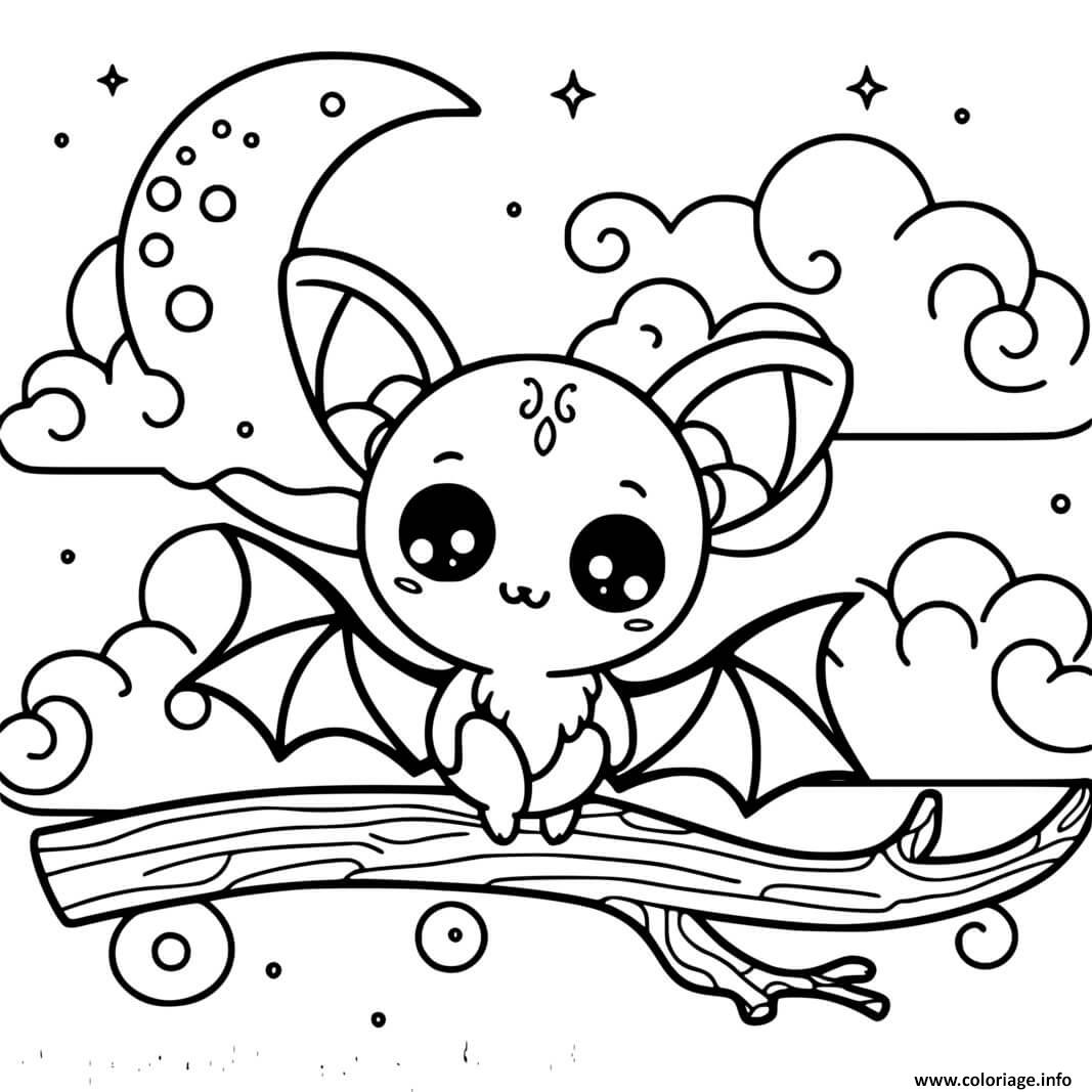 Dessin petite chauve souris etoiles Coloriage Gratuit à Imprimer