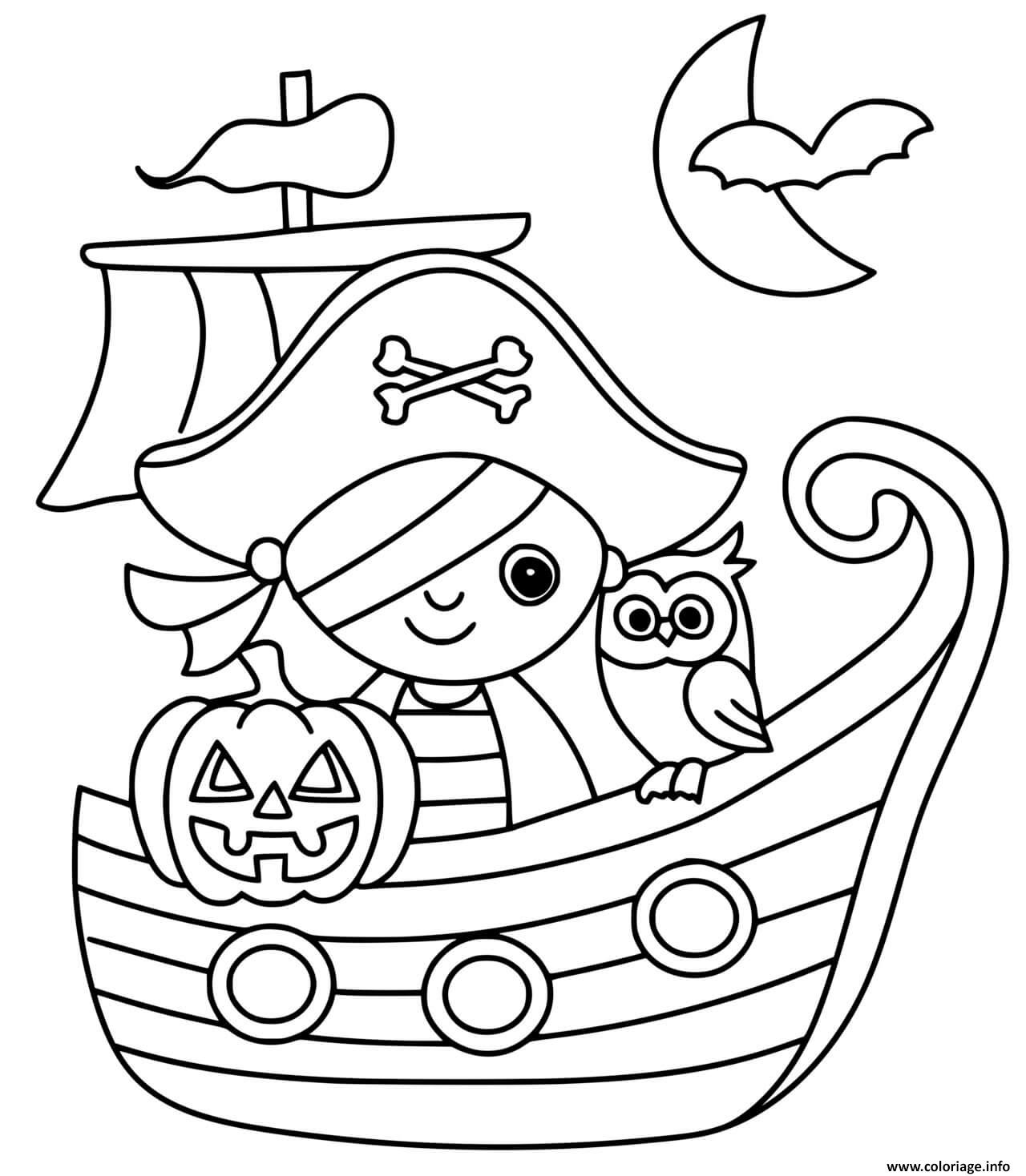 Dessin pirate citrouille navire Coloriage Gratuit à Imprimer