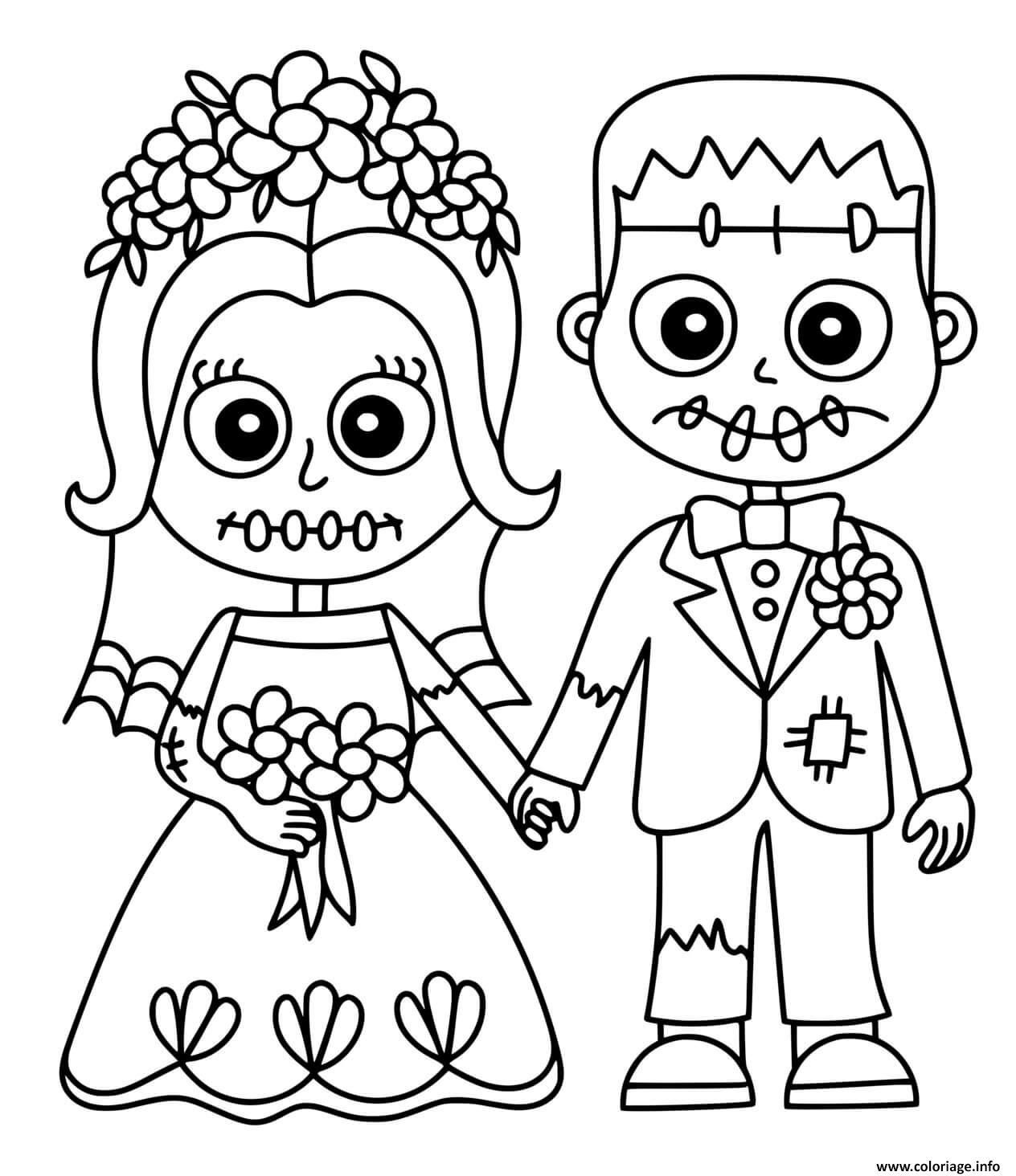 Dessin mariage monstre horreur Coloriage Gratuit à Imprimer