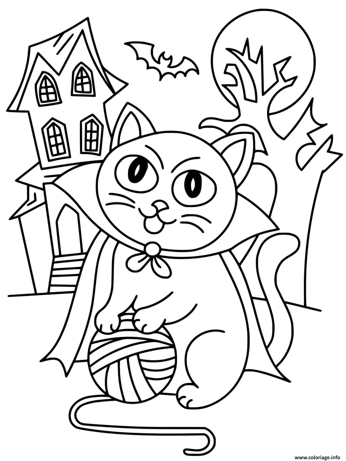 Dessin sorciere chat nuit Coloriage Gratuit à Imprimer