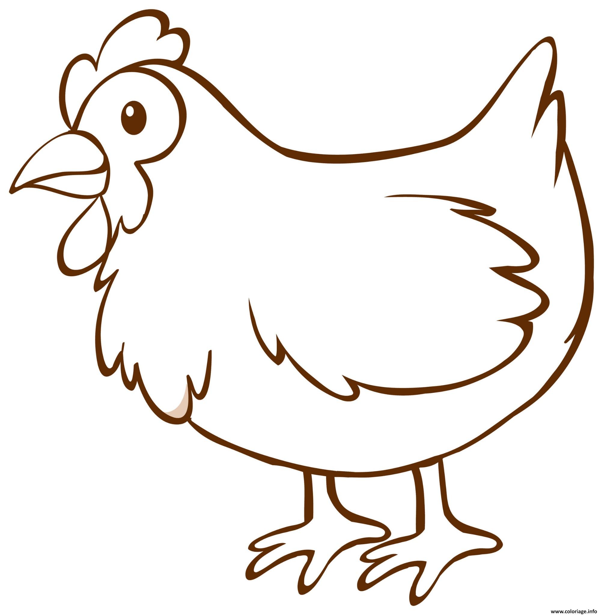 Dessin poule simple facile Coloriage Gratuit à Imprimer