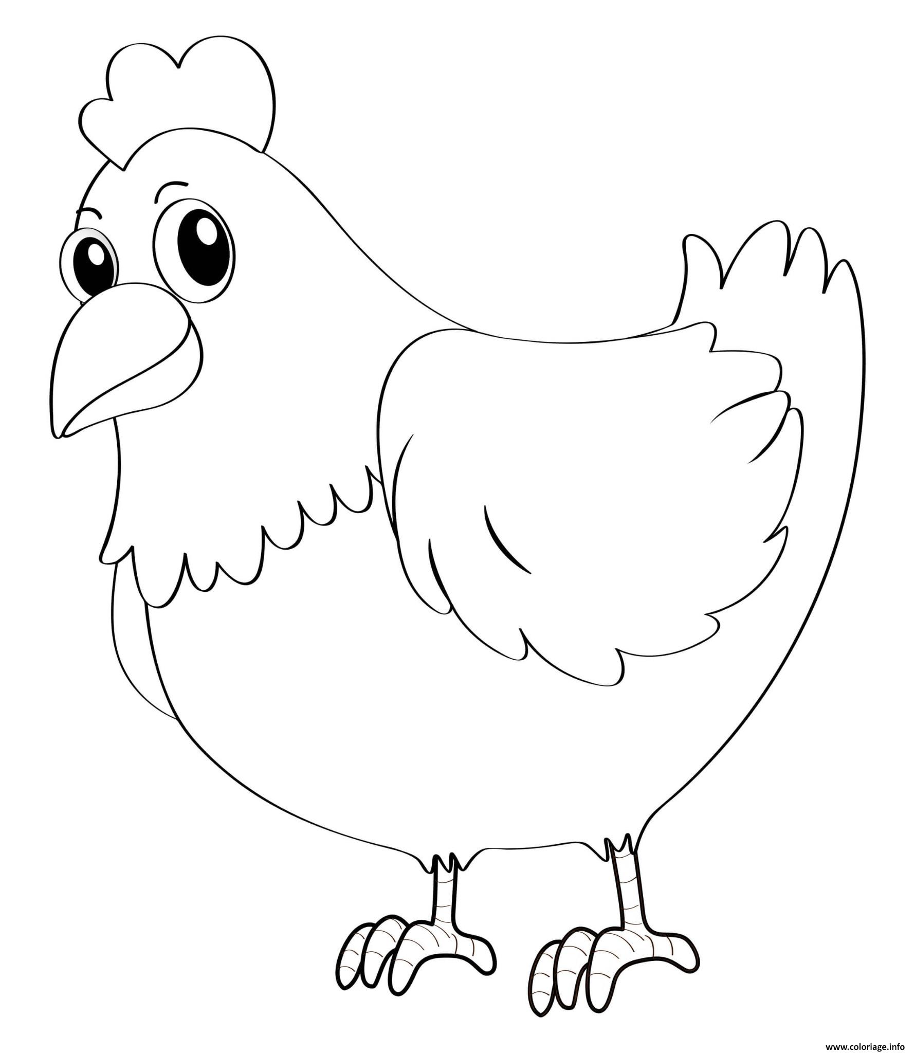 Dessin grande poule maternelle facile Coloriage Gratuit à Imprimer