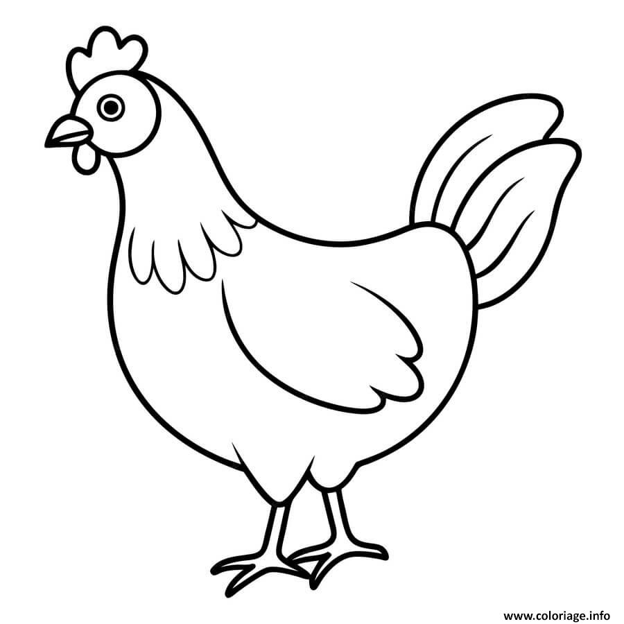 Dessin poule maternelle traditionnelle dessin vectoriel Coloriage Gratuit à Imprimer