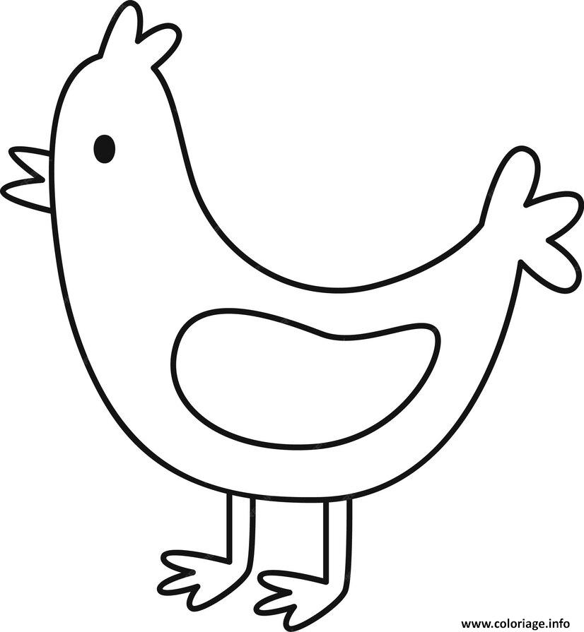 Dessin oiseau poule dessin contour noir Coloriage Gratuit à Imprimer