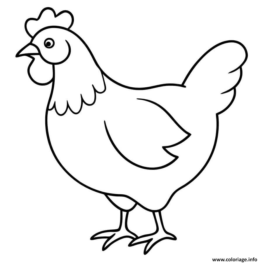 Dessin poule maternelle simple vectorielle dessin Coloriage Gratuit à Imprimer