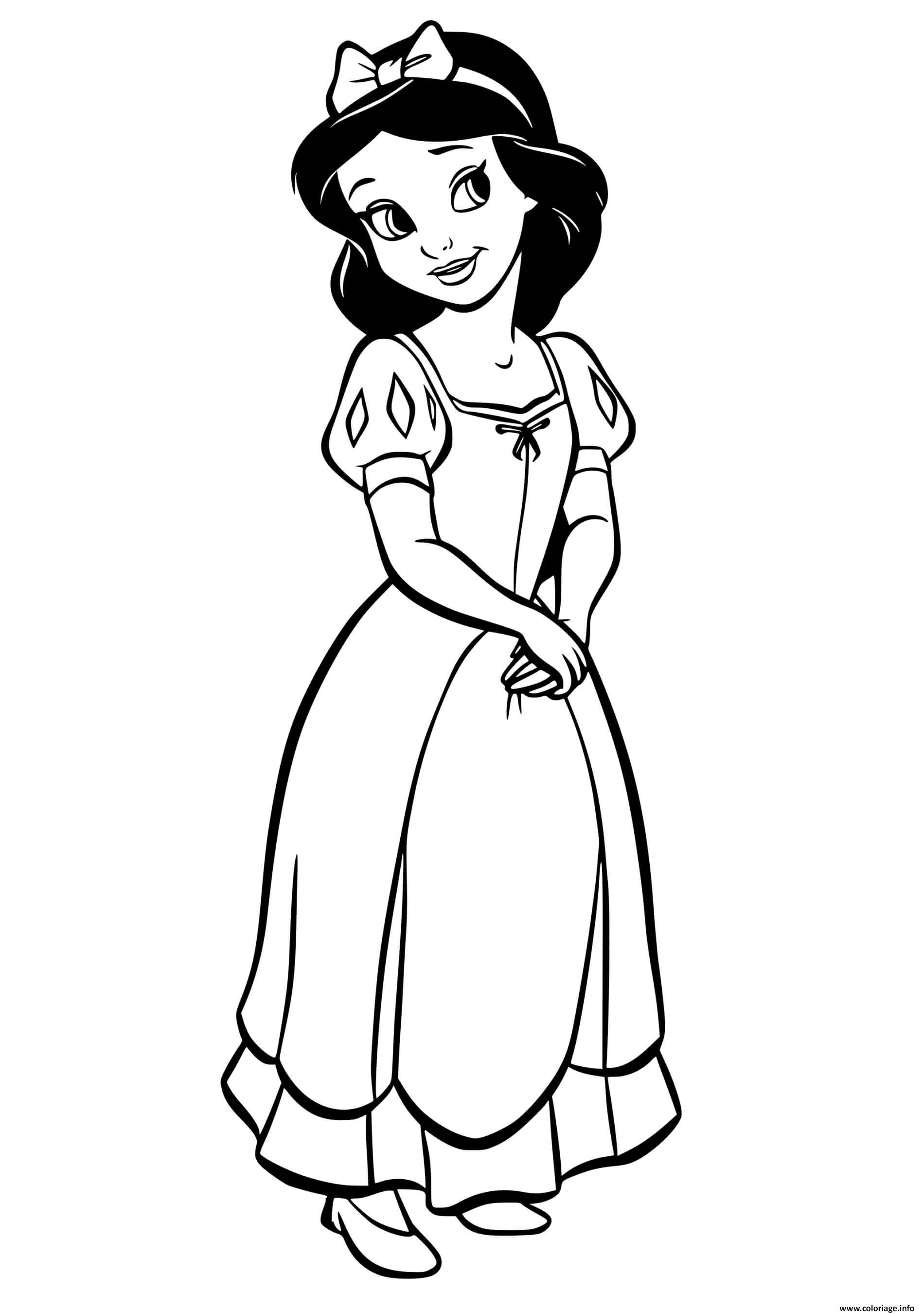 Dessin blanche neige mignone adorable Coloriage Gratuit à Imprimer