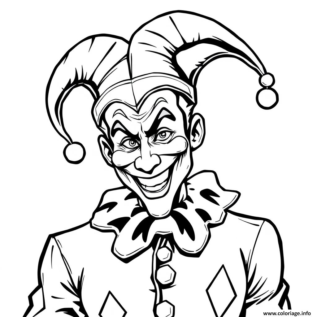 Dessin harlequin joker arlequin rigolo Coloriage Gratuit à Imprimer