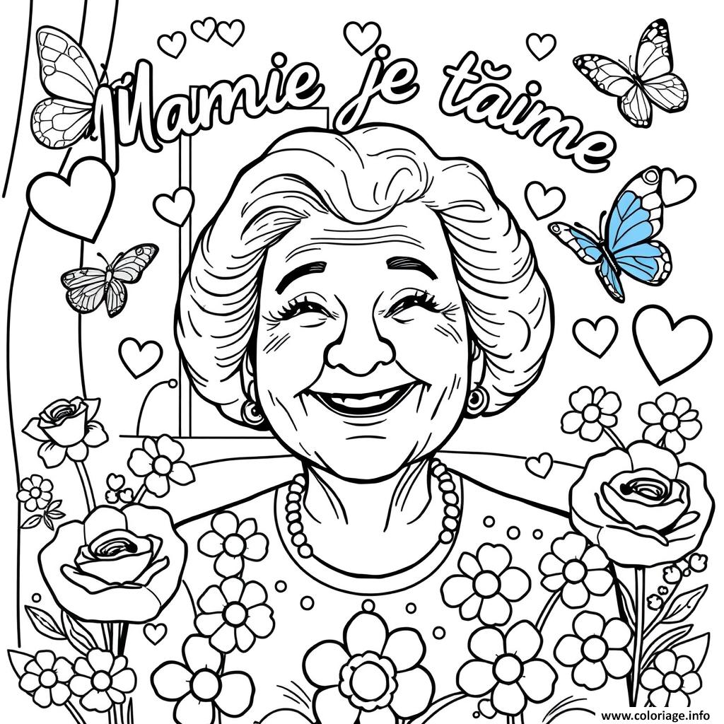 Dessin mamie je taime adulte mandala Coloriage Gratuit à Imprimer