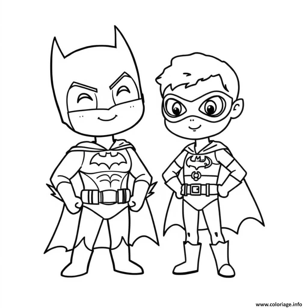 Dessin batman et robin amis pour la vie Coloriage Gratuit à Imprimer