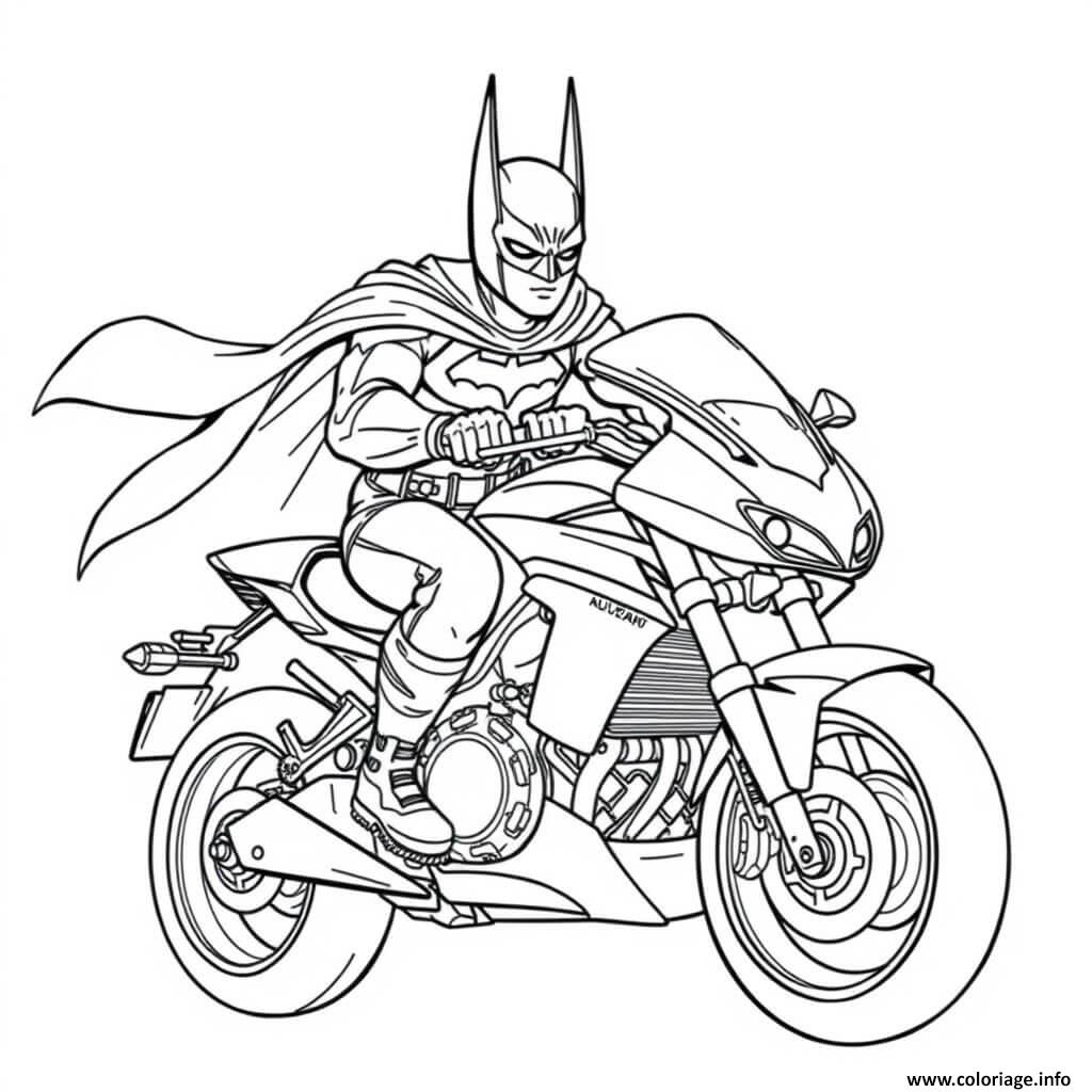 Dessin batmobile de batman sa moto Coloriage Gratuit à Imprimer