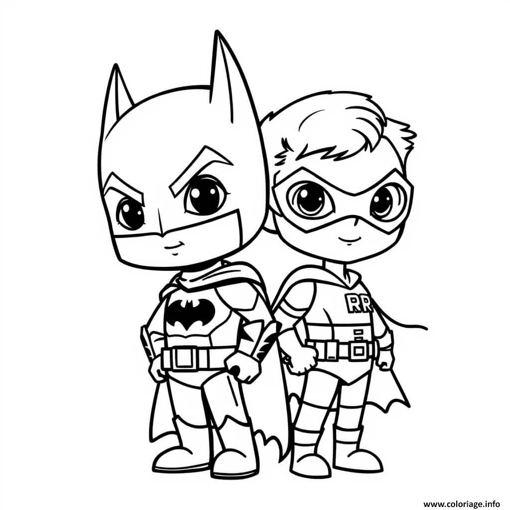 Dessin batman et robin super heros Coloriage Gratuit à Imprimer