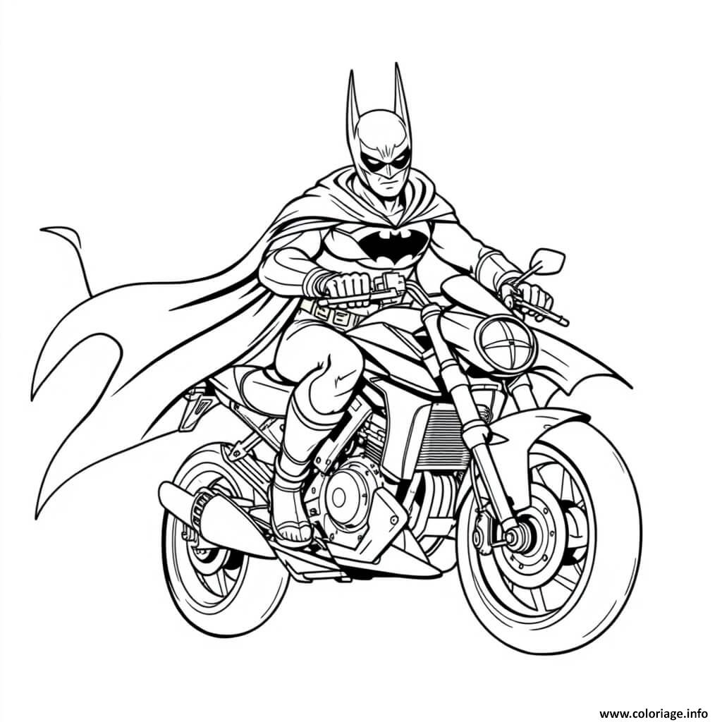 Dessin batman moto batmobile pour attraper spiderman Coloriage Gratuit à Imprimer