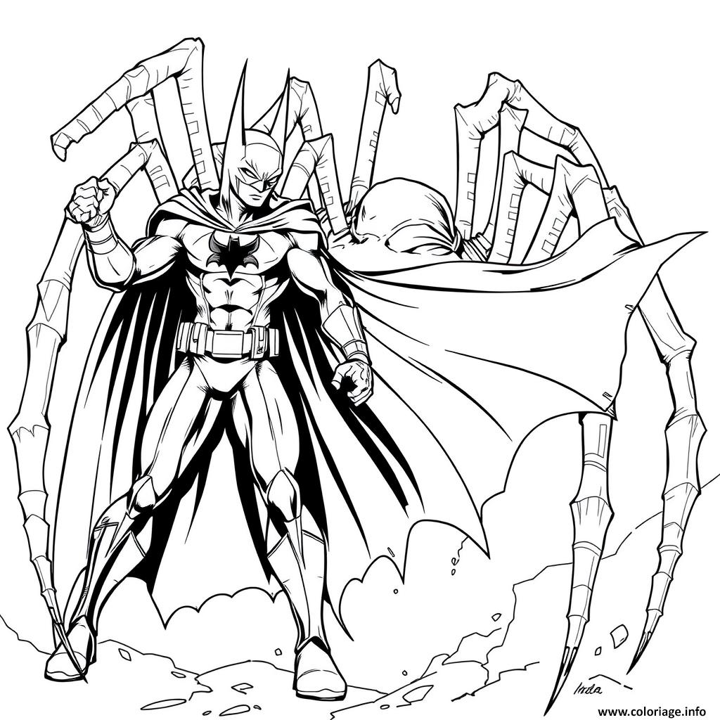 Dessin batman avec le mechant spiderman Coloriage Gratuit à Imprimer