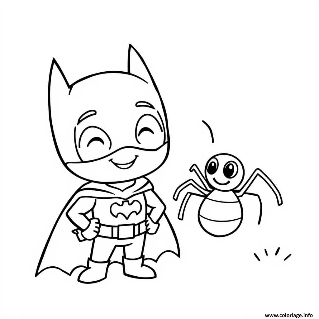 Dessin batman et son spider maternelle Coloriage Gratuit à Imprimer