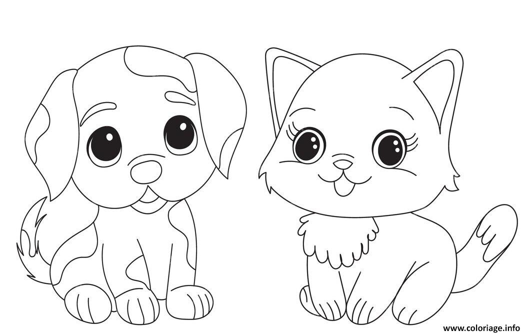 Dessin chat et chat mignon facile maternelle Coloriage Gratuit à Imprimer