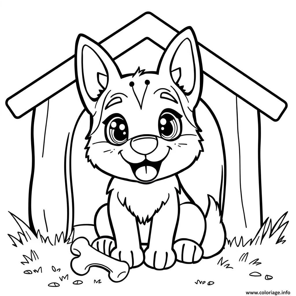 Dessin chien berger allemang kawaii mignon 5 Coloriage Gratuit à Imprimer