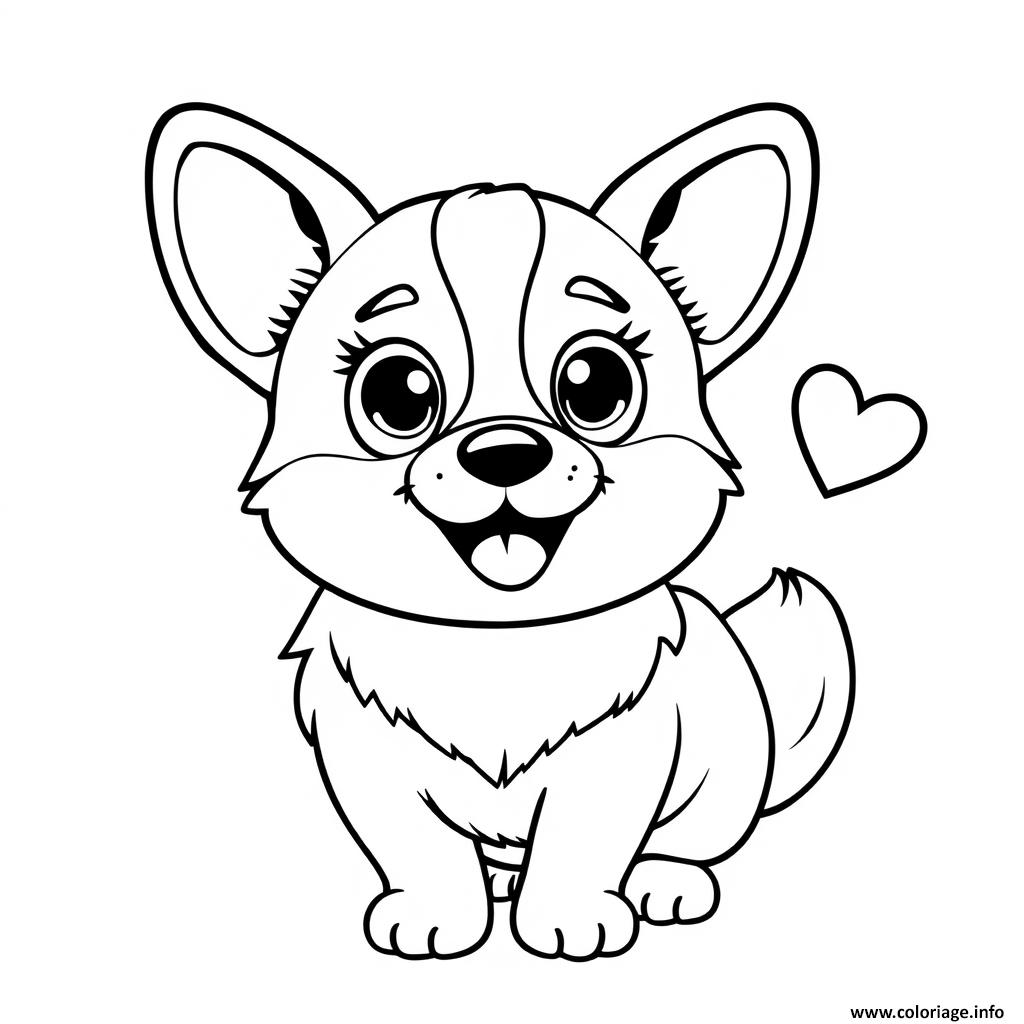 Dessin chien corgi maternelle cute 1 Coloriage Gratuit à Imprimer