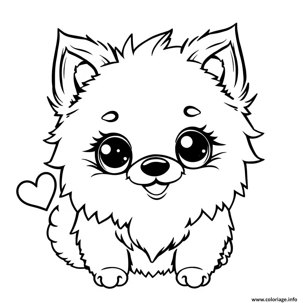 Dessin chien spitz nain mignon 1 Coloriage Gratuit à Imprimer