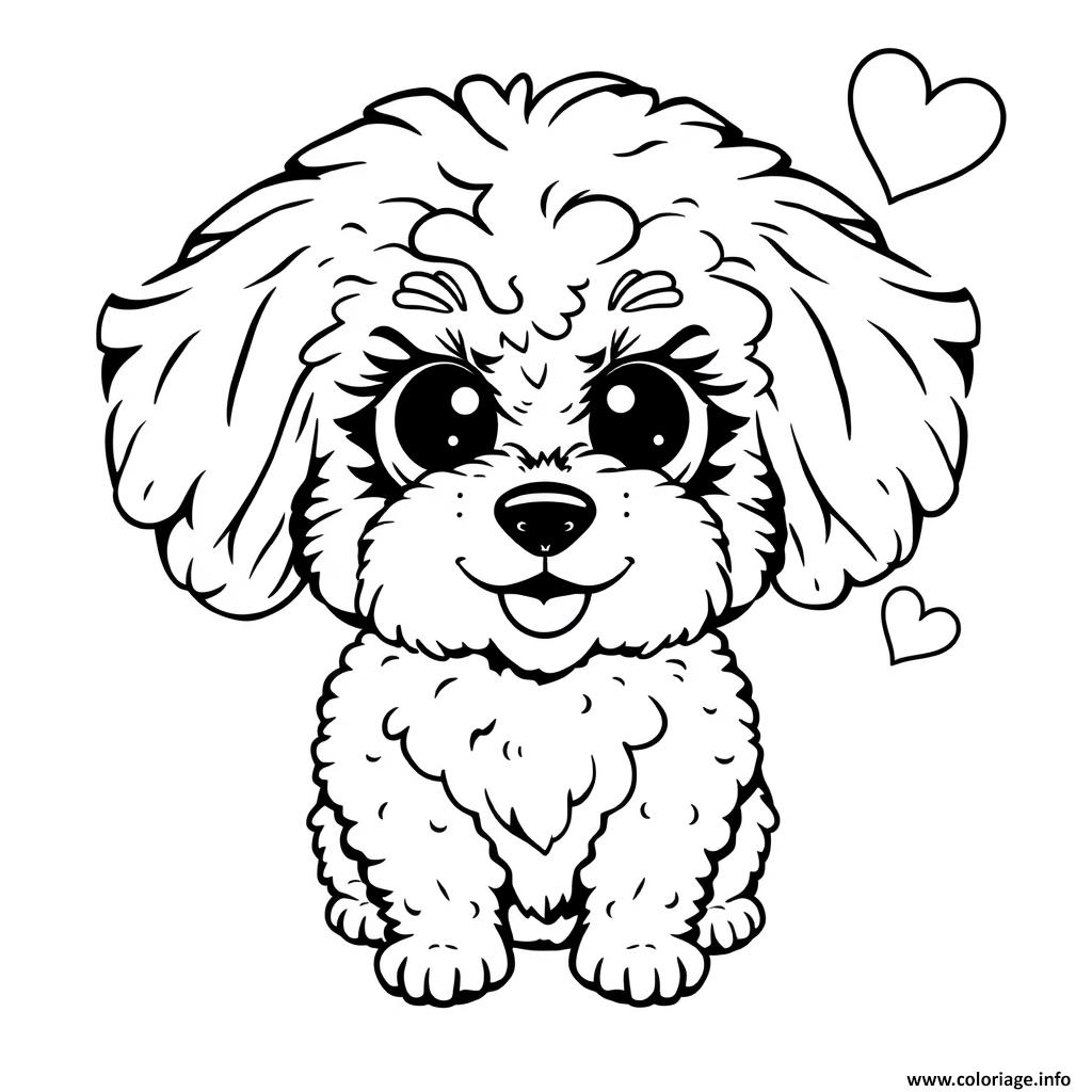 Dessin chien bichon frise mignon 3 Coloriage Gratuit à Imprimer