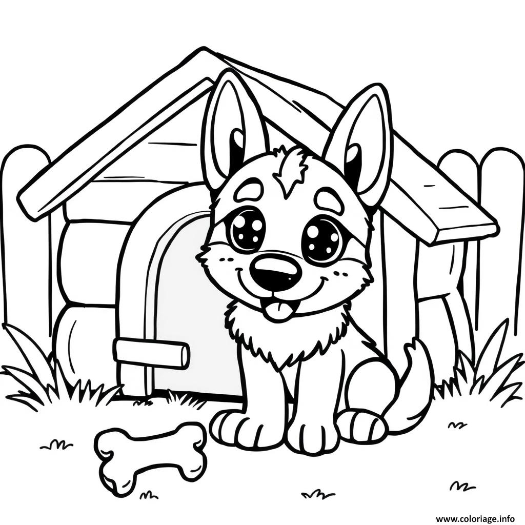 Dessin chien berger allemang kawaii mignon 4 Coloriage Gratuit à Imprimer