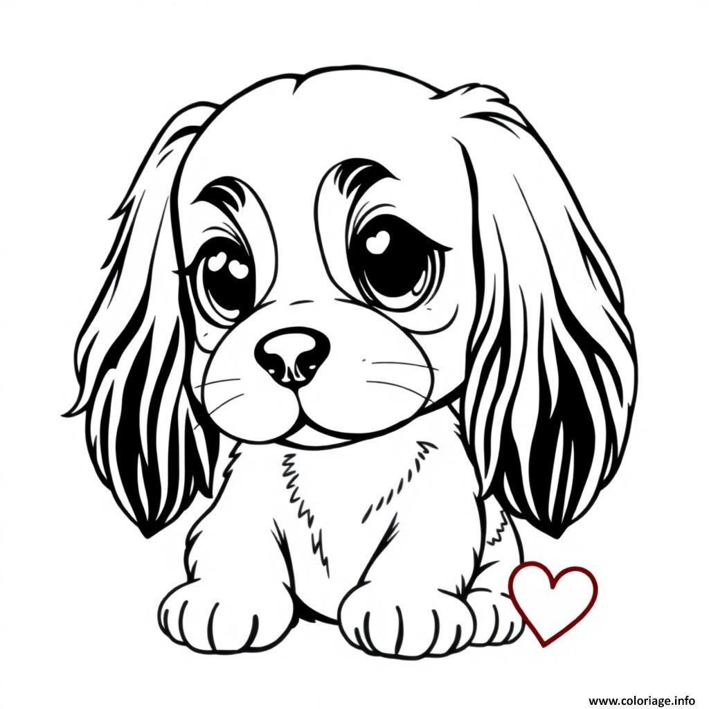 Dessin chien cavalier king charles mignon 4 Coloriage Gratuit à Imprimer