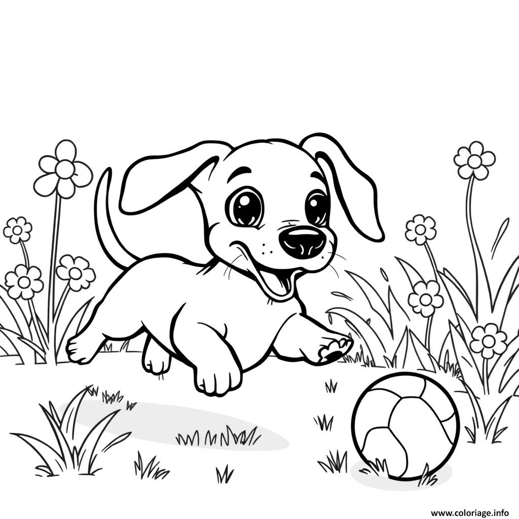 Dessin chien teckel dans le jardin 11 Coloriage Gratuit à Imprimer