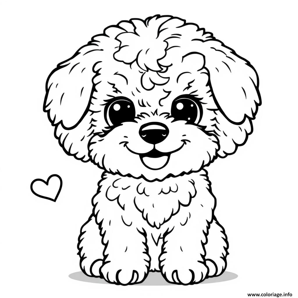 Dessin chien bichon frise mignon 2 Coloriage Gratuit à Imprimer