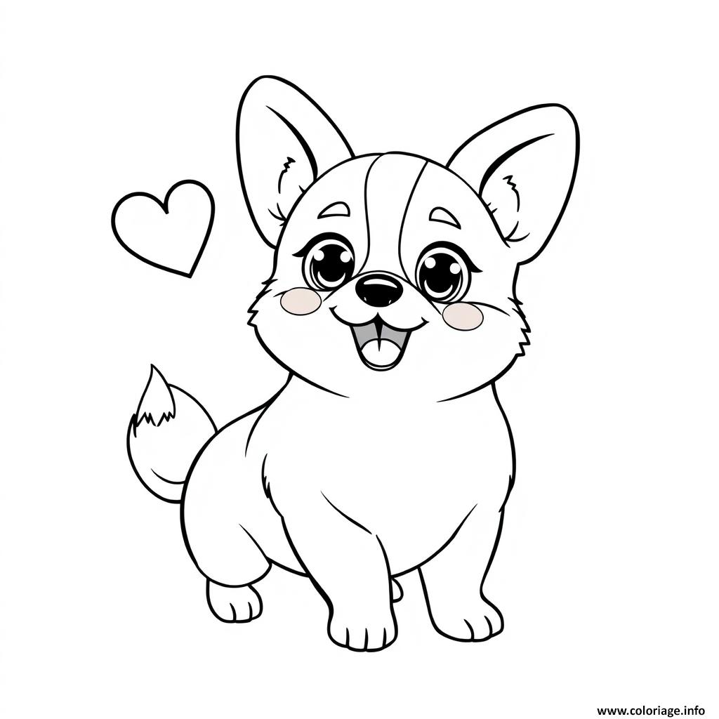 Dessin chien corgi maternelle cute 3 Coloriage Gratuit à Imprimer