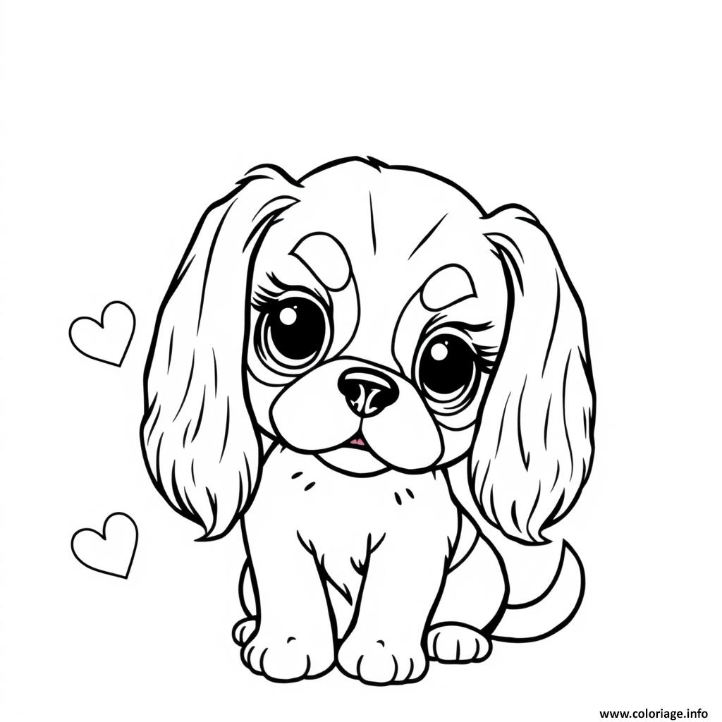 Dessin chien cavalier king charles mignon 2 Coloriage Gratuit à Imprimer