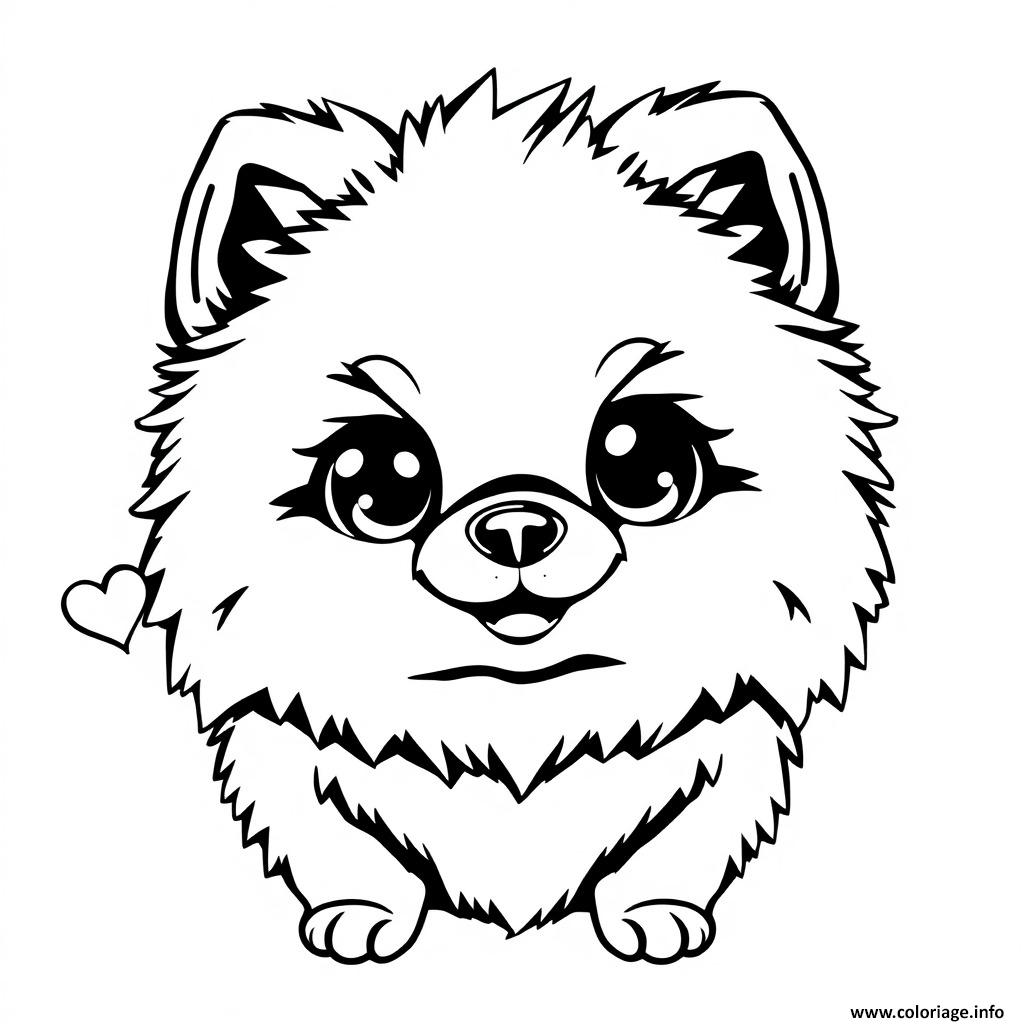 Dessin chien spitz nain mignon 5 Coloriage Gratuit à Imprimer