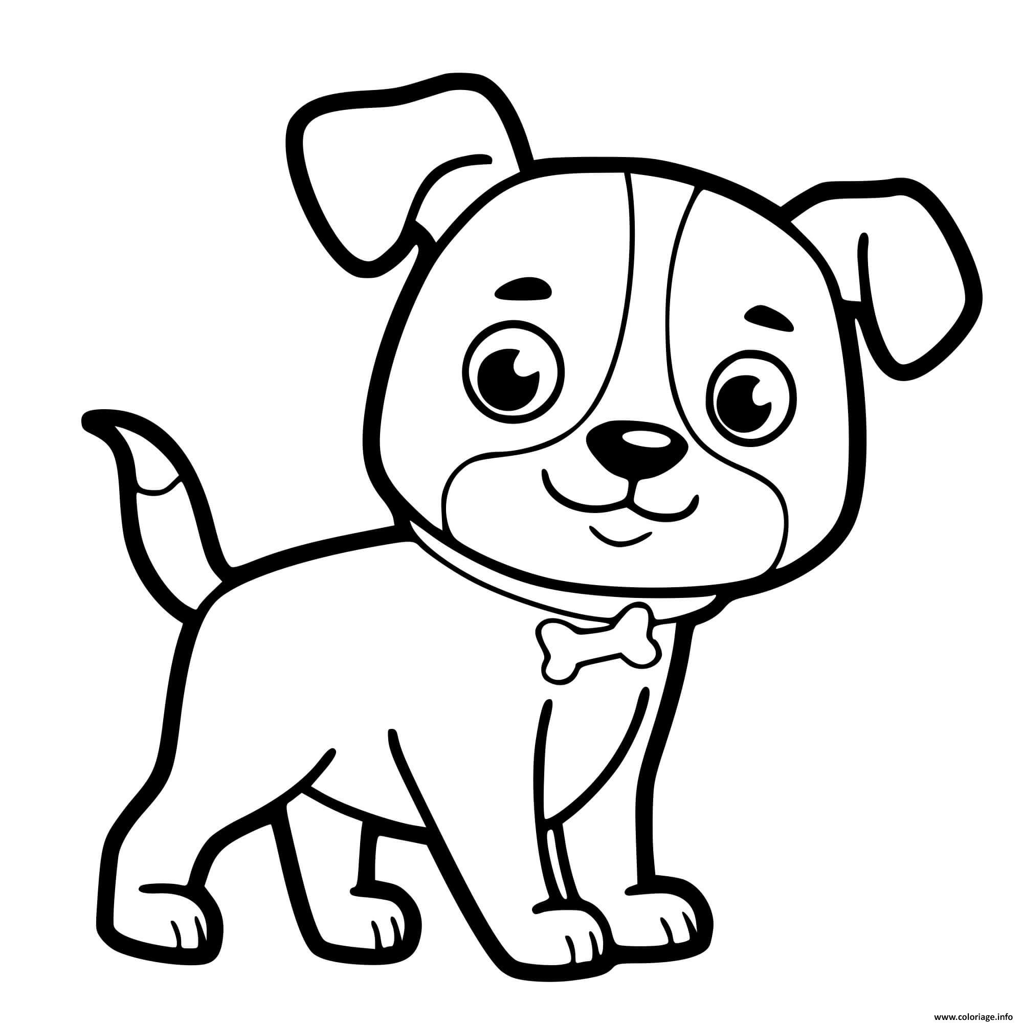 Dessin chien trop mignon avec de beaux yeux Coloriage Gratuit à Imprimer