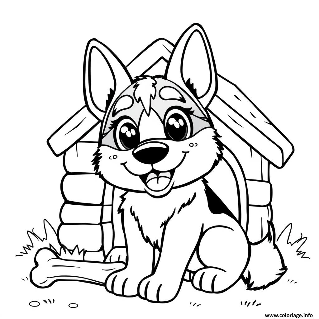 Dessin chien berger allemang kawaii mignon 3 Coloriage Gratuit à Imprimer