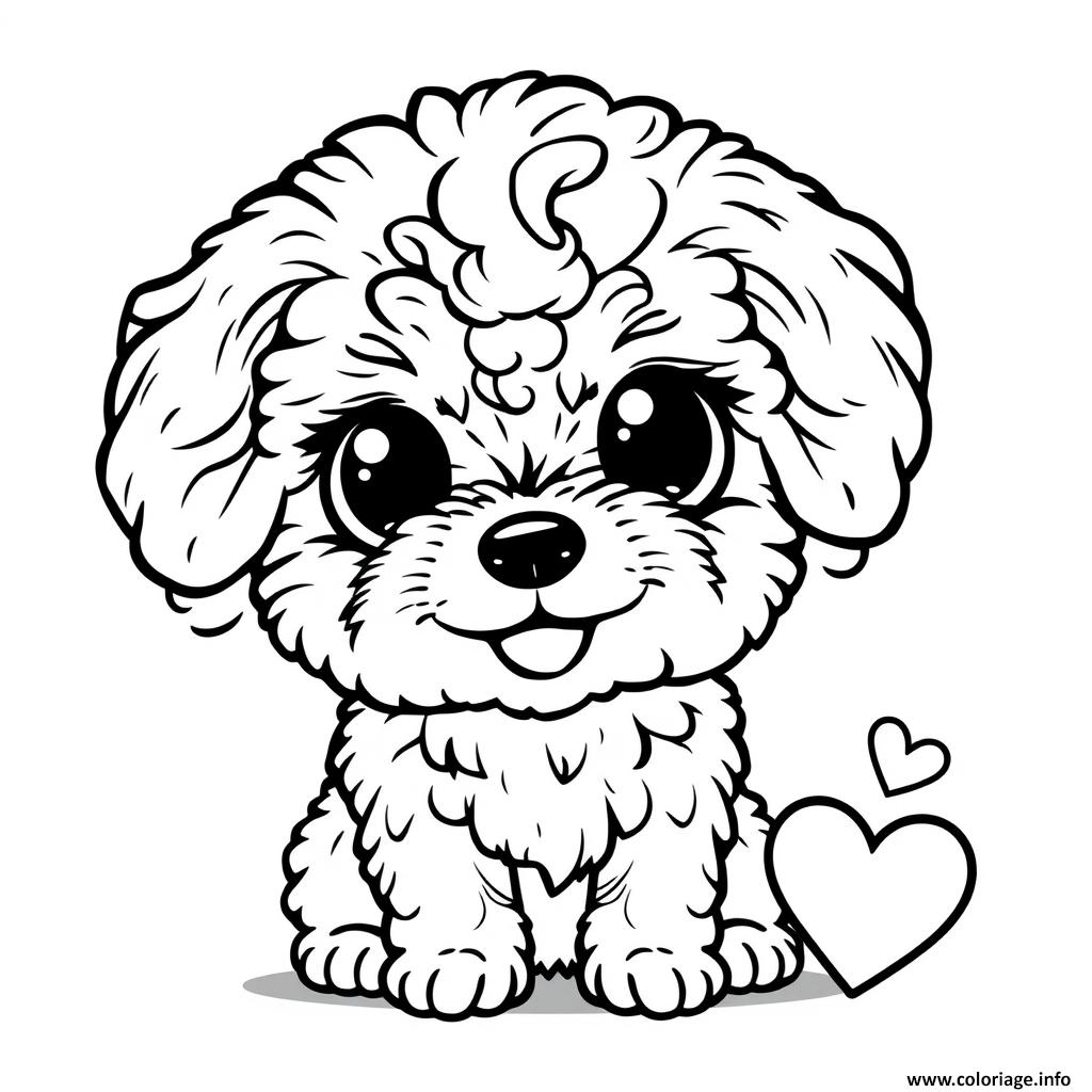 Dessin chien bichon frise mignon 5 Coloriage Gratuit à Imprimer